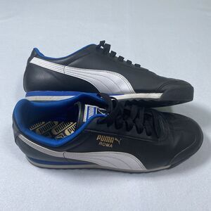 PUMA Roma Standard Lace Up Mens Size 10.5 Black Blue Sneakers Casual Shoe 396571